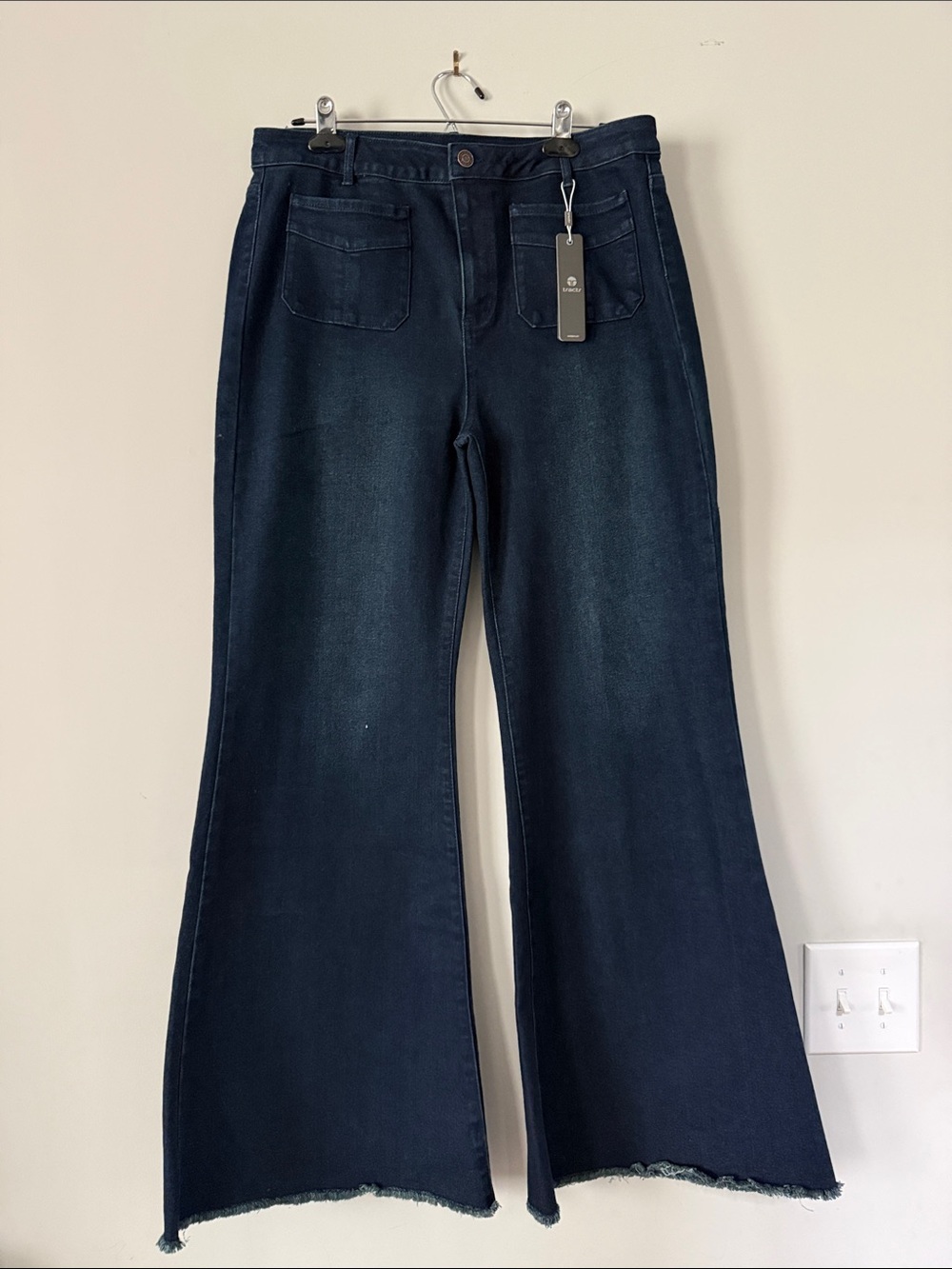 Tractr Women's Wide Leg Jeans in Dark Blue